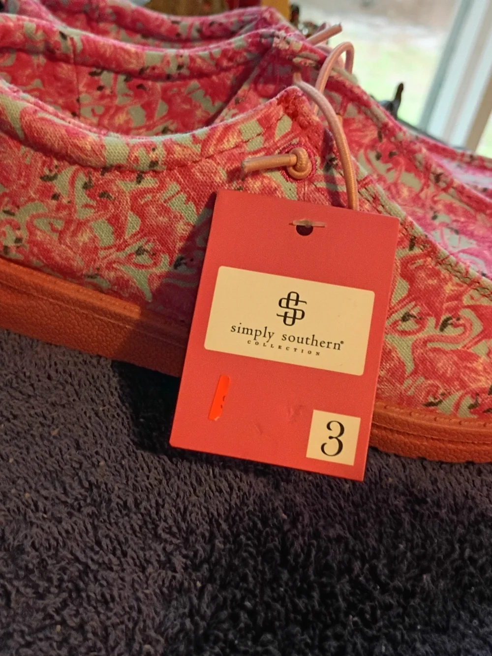 NWT Simply Southern Flamingo Canvas Loafers / Slip-On Shoes Size 3